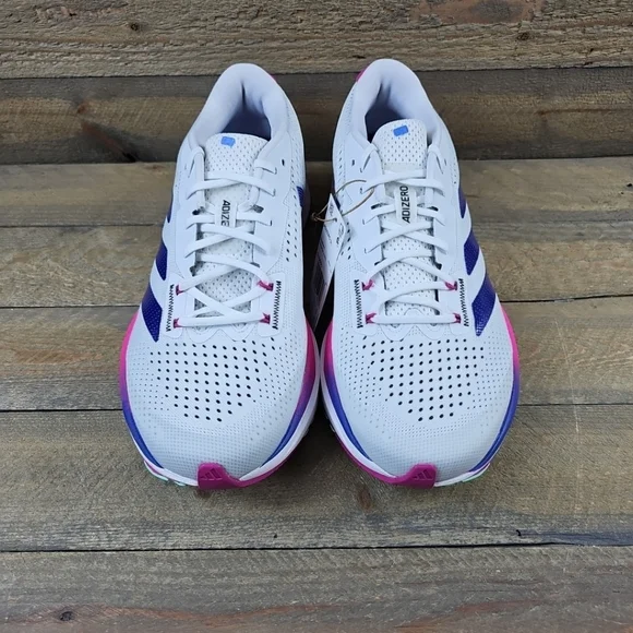 adidas Adizero SL Men's Running Shoes White/Lucid Blue/Fuschia - Picture 4 of 12